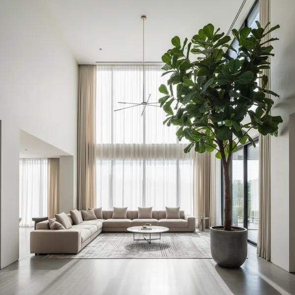 img of Creating Focal Points: Using Oversized Faux Trees in Open-Concept Rooms