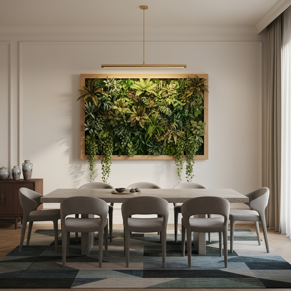 img of The 'Statement Frame': How to Turn Artificial Green Panels into Wall Art